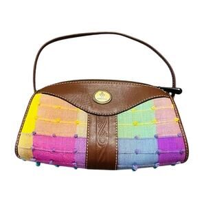 Vintage Y2K Multicolor Antigua Plaid Color Block Spring Hand Shoulder Bag